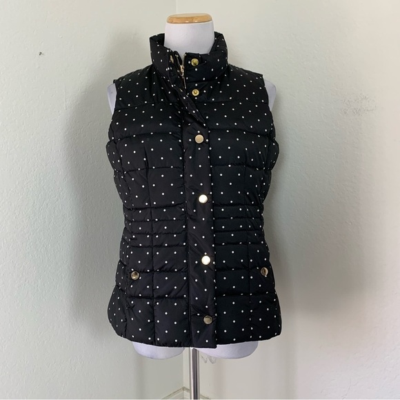 Charter club black and white polkadot puffer vest Full Zip Pockets Sz Petite S - Picture 14 of 16